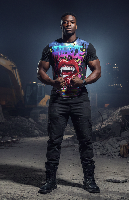 Bacio Vampire Graffiti Tee — Blood-Drip Streetwear T-Shirt