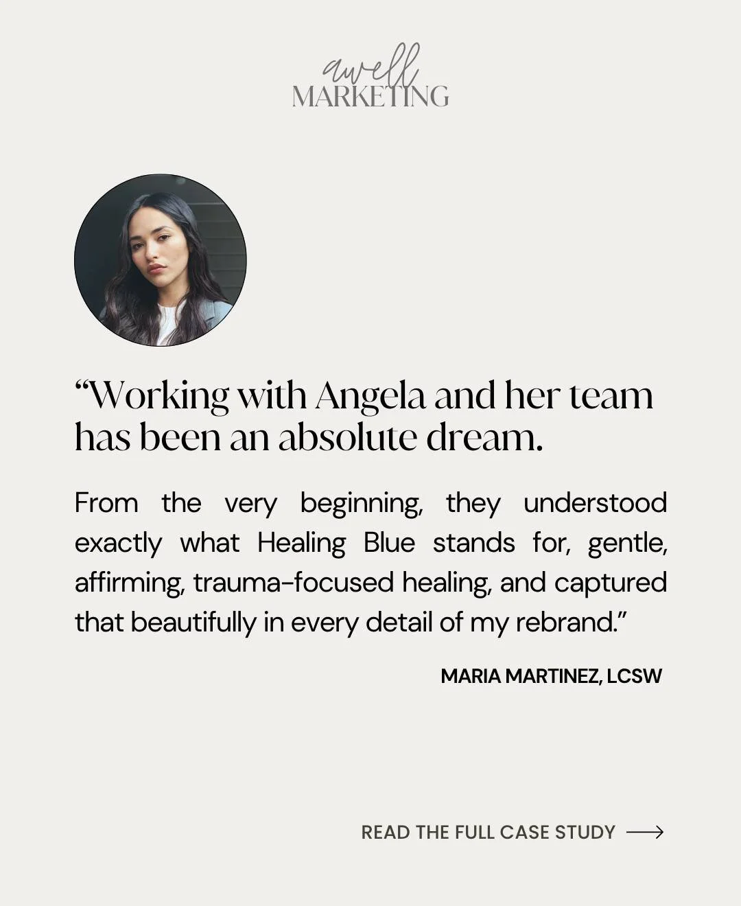 A beautiful transformation.✨

From brand identity to website and newsletter support, our goal was to help @healingbluetherapy feel soft, grounded, and aligned.

Swipe to read Mar&iacute;a&rsquo;s experience working with our team.

Full case study in 