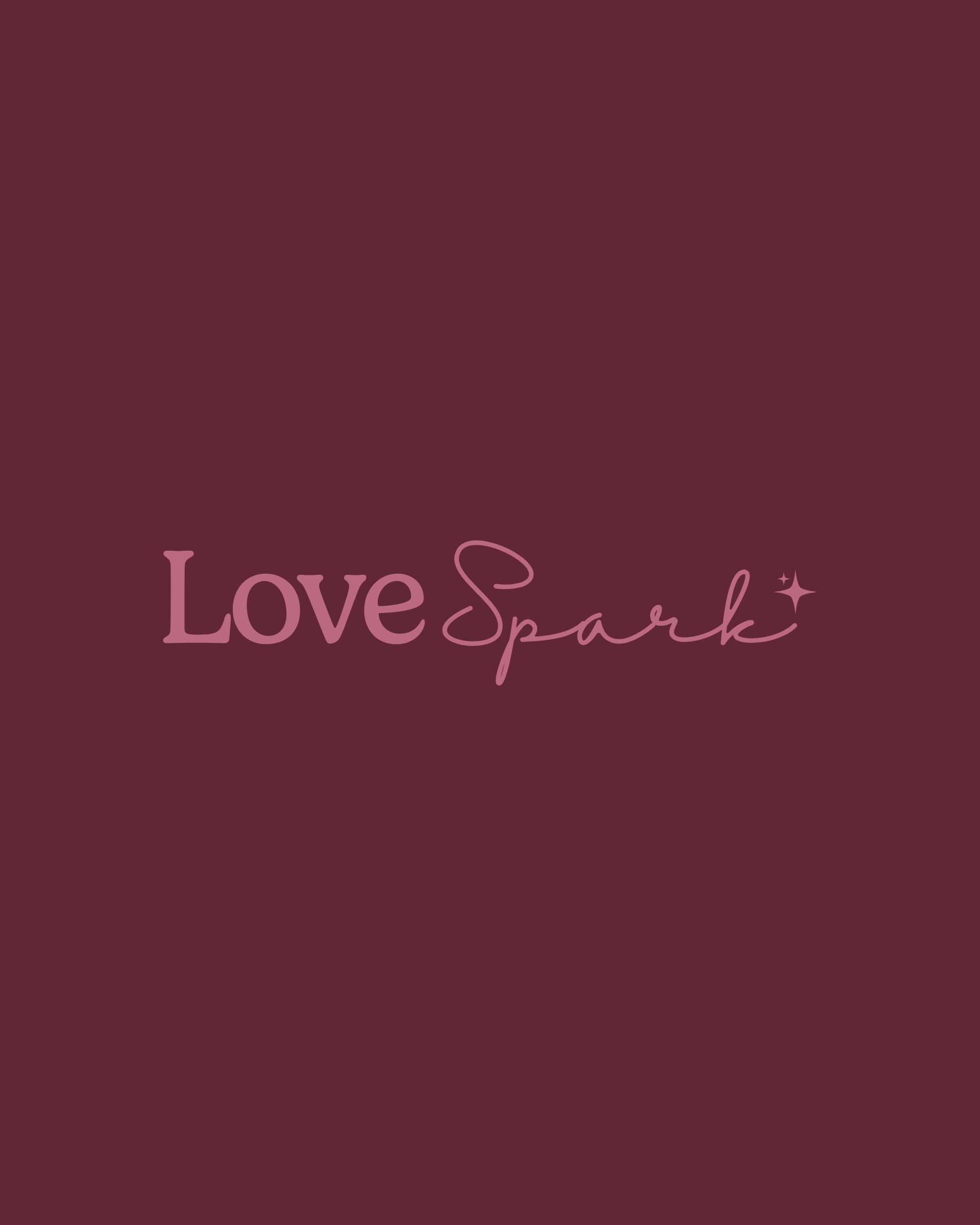 Text logo reading "Love Spark" on a dark pink background, with a small star icon next to the word "Spark."