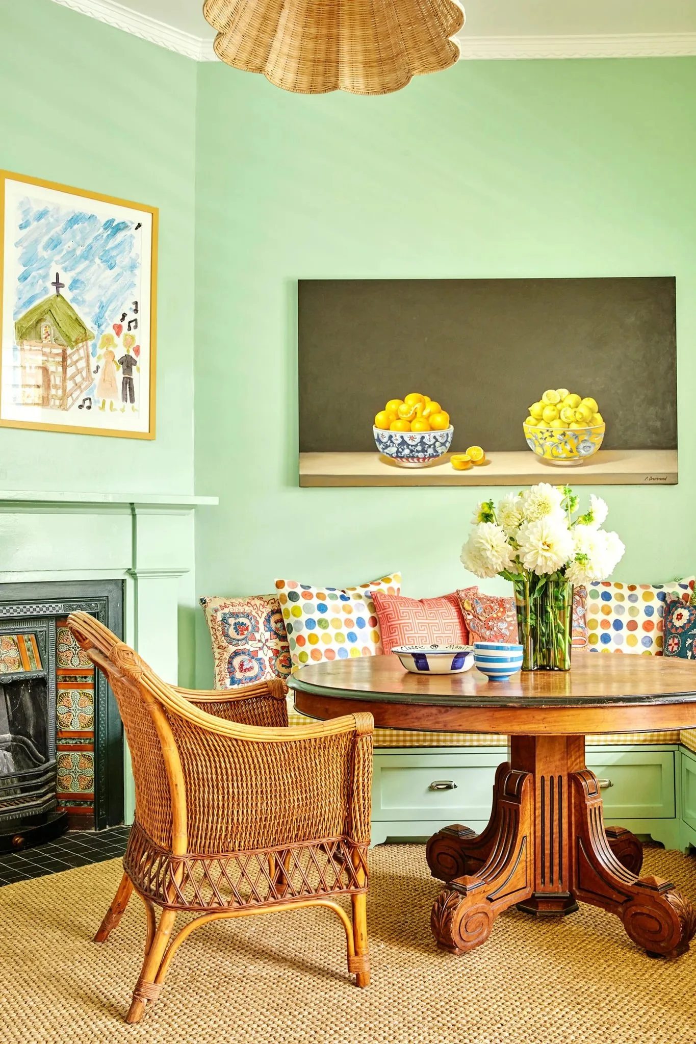 Anna Spiro designed maximalist interior with natural fibre sisal flooring