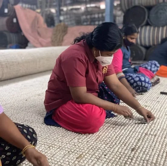 Hand Woven Orantan wool/jute being woven, good weave certified, ethical