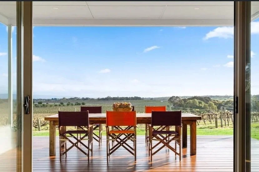 External view of luxury country accommodation with sisal flooring
