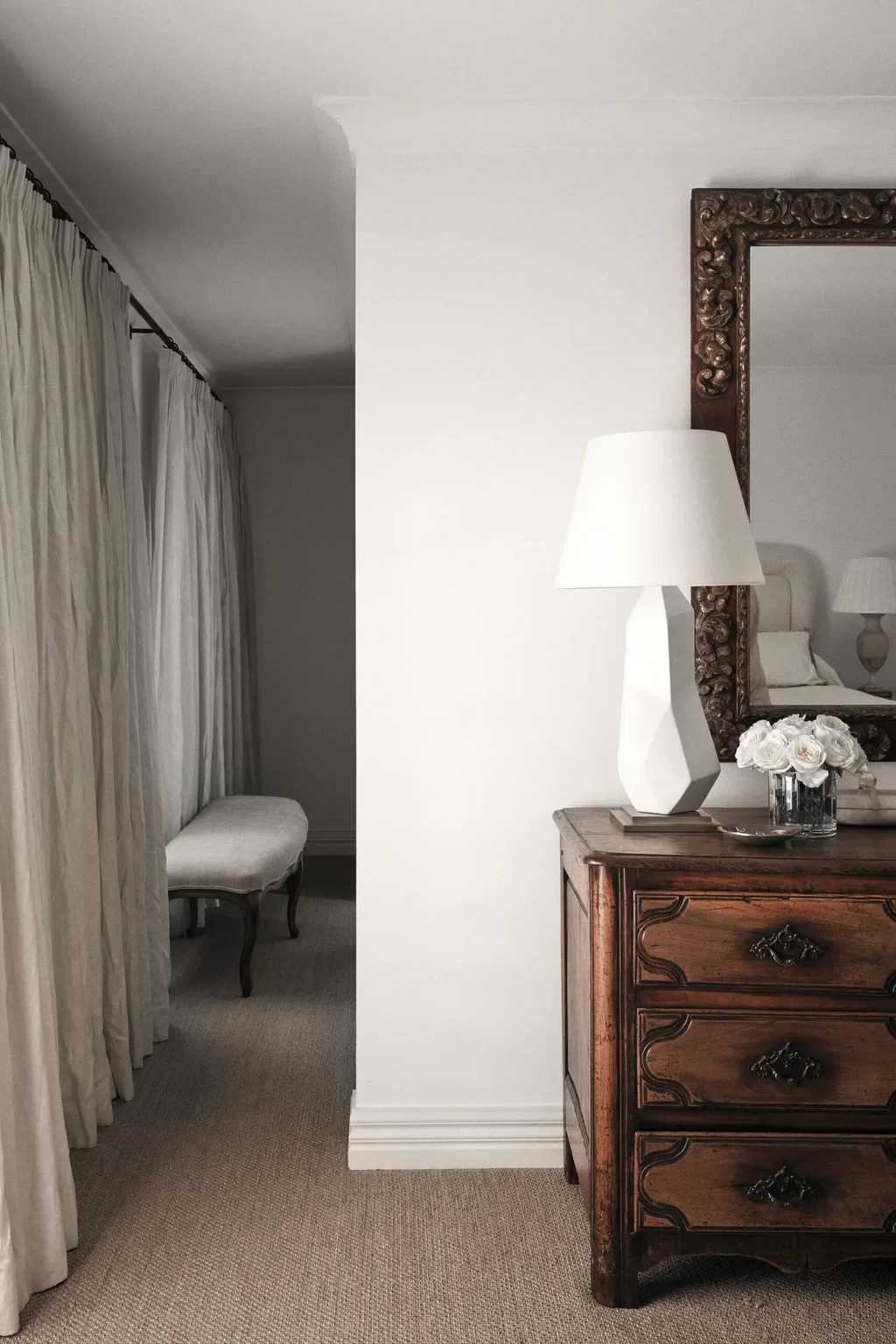 Driftwood Sisal natural fibre flooring installed in a high end home under a set of drawers