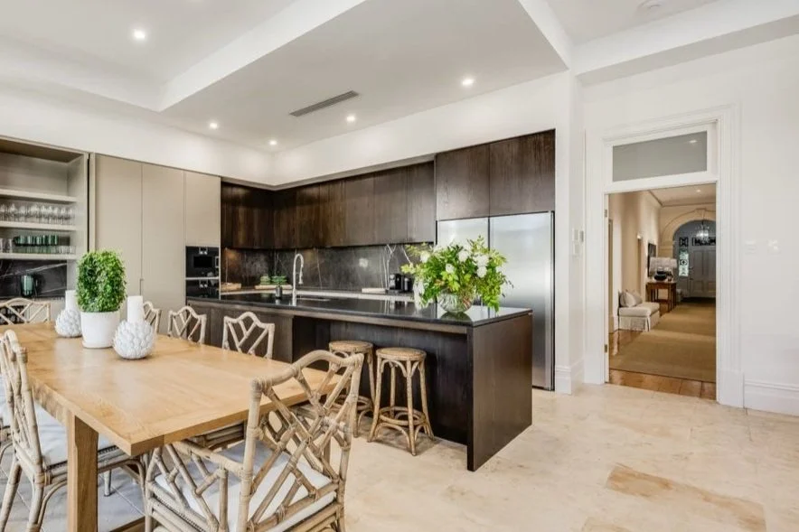 Broad angle shot of luxury open plan kitchen in Adelaide
