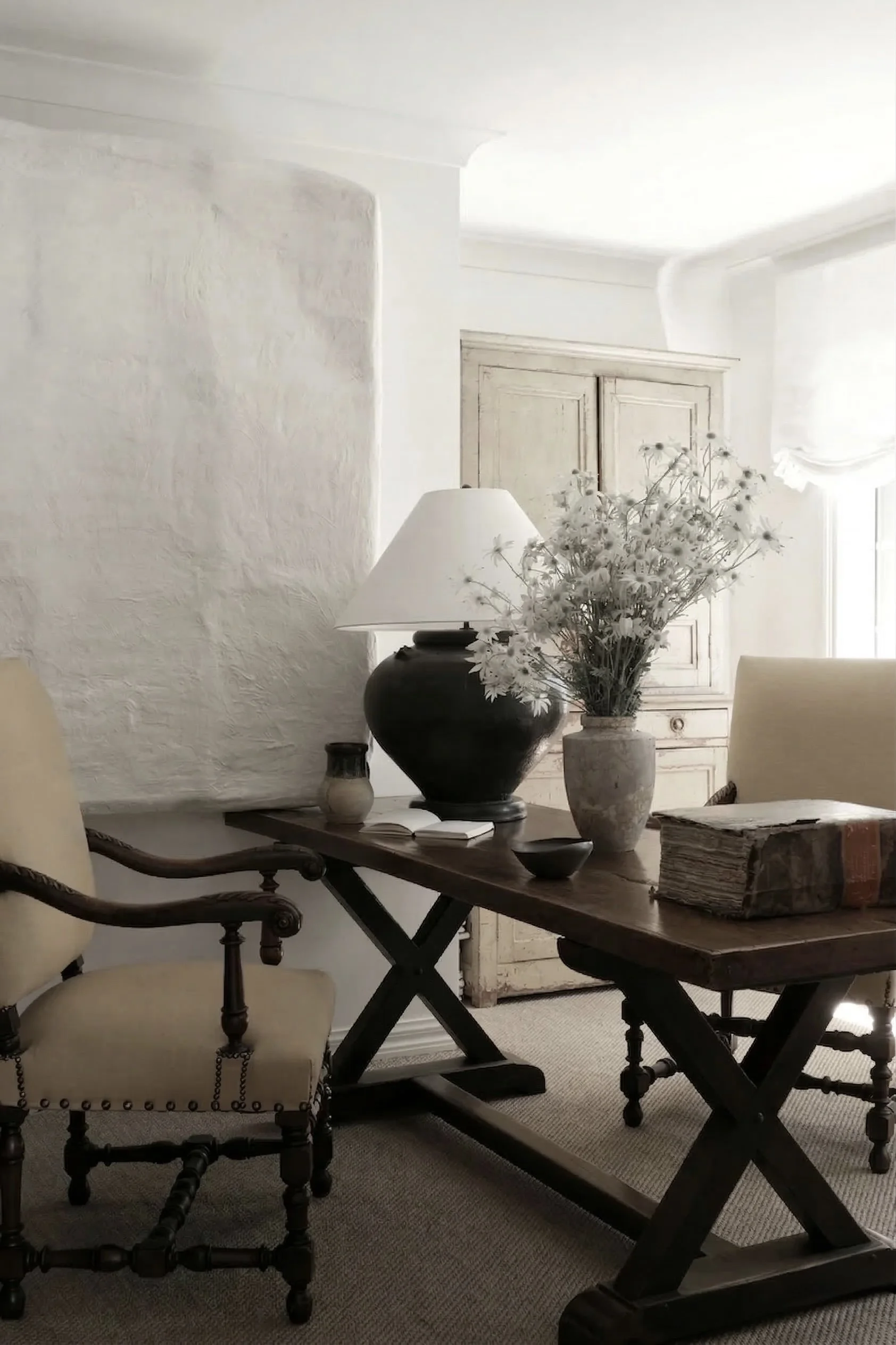 Driftwood Sisal under a desk in an elevated home