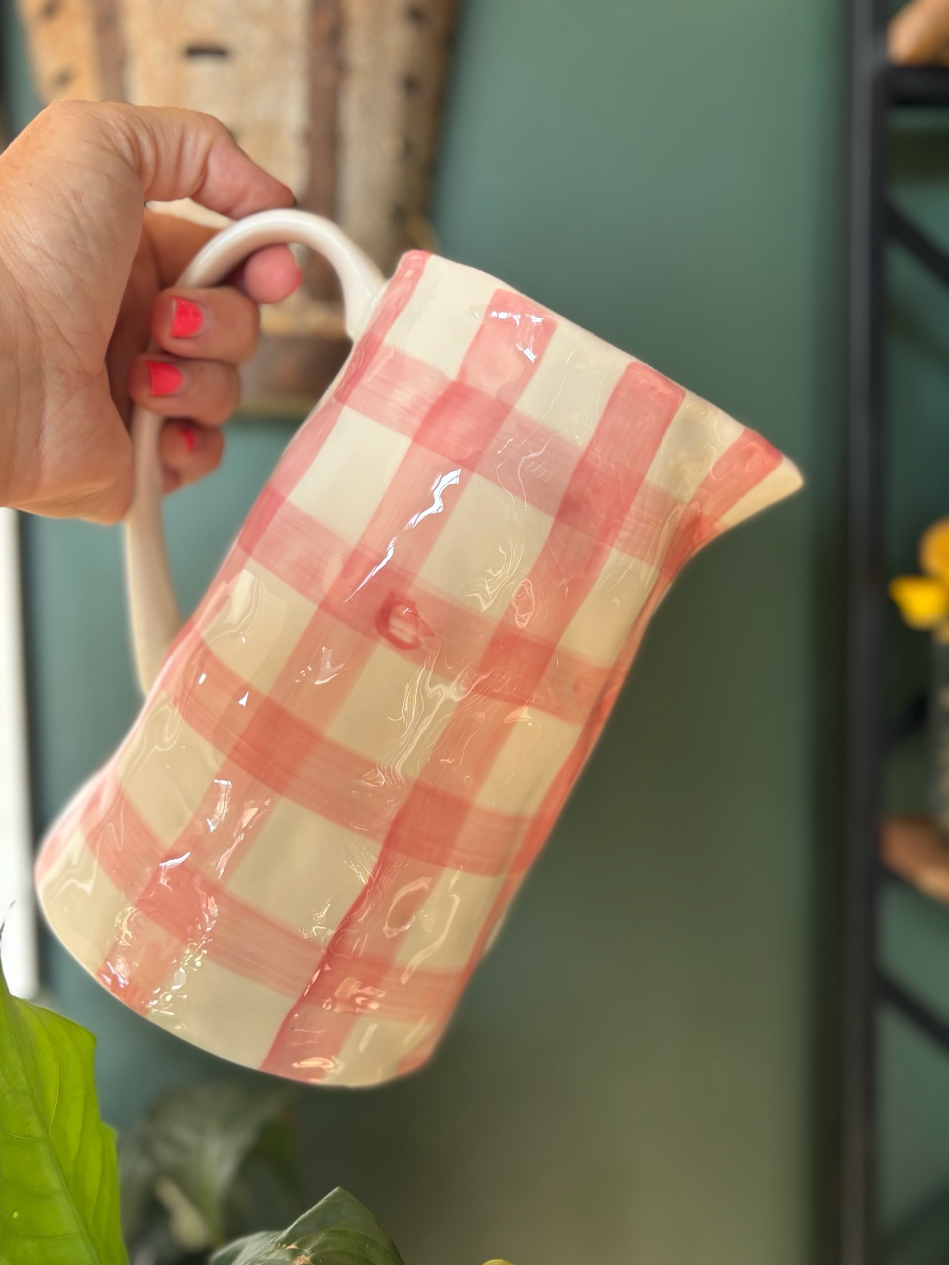 Pink Gingham Medium Jug