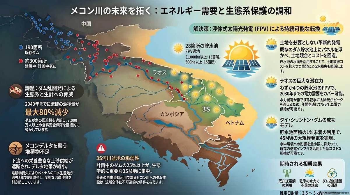 メコン川の未来を拓く：エネルギー需要と生態系保護の調和についての画像