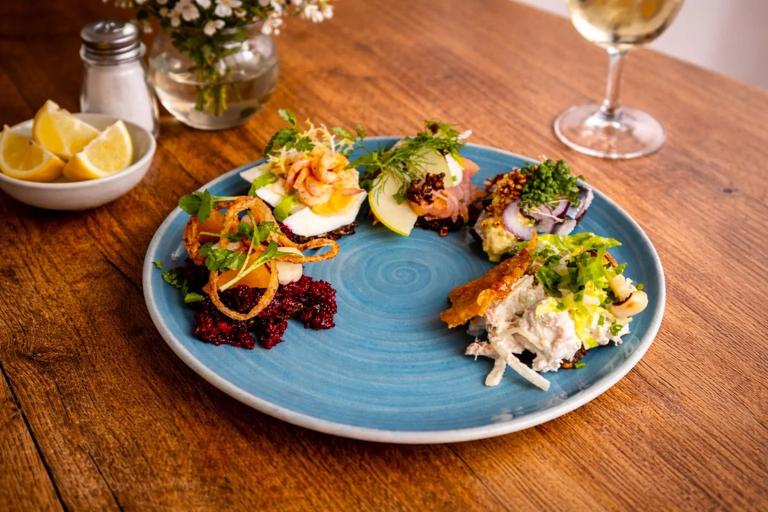 Traditional Danish smørrebrød at Restaurant Nyhavn 41 in Nyhavn Copenhagen