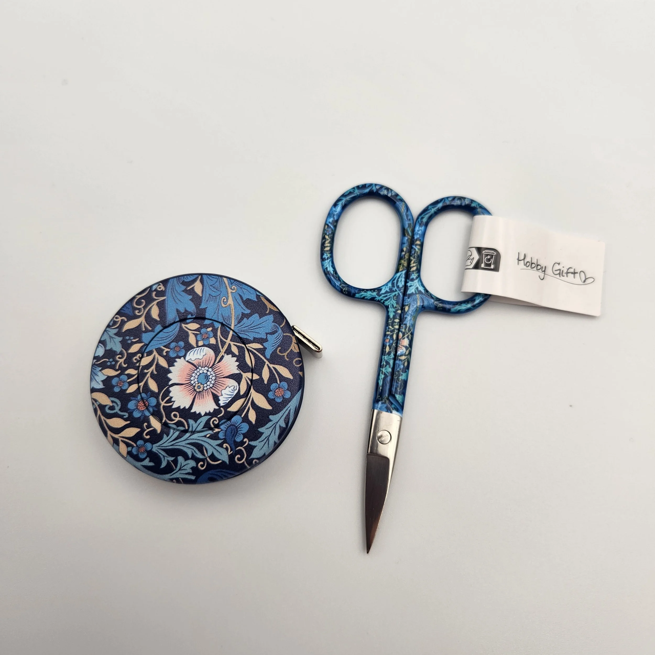 Hobby Gift floral embroidery scissors and matching tape measure set