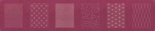 Olympus sashiko patch mending collection tsumugi MC-T1 showing all pre printed sashiko designs.