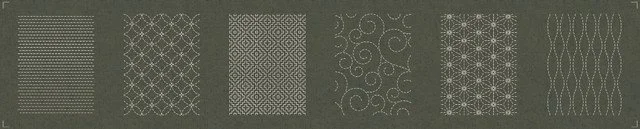 Olympus sashiko patch mending collection tsumugi MC-T3 showing all pre printed sashiko designs