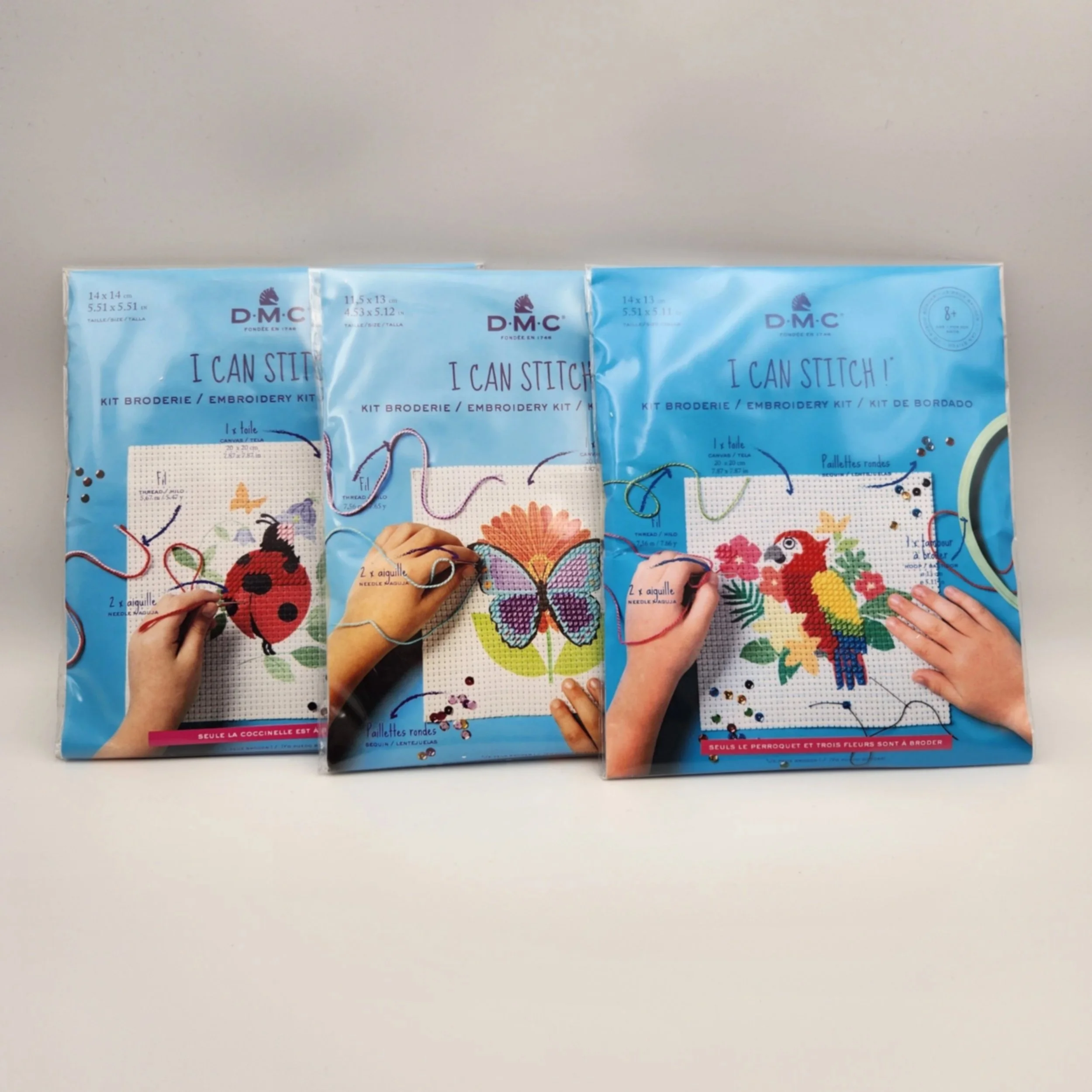 DMC I can stitch easy embroidery cross stitch kits together