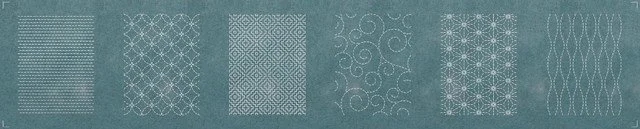 Olympus sashiko patch mending collection tsumugi MC-T4 showing all pre printed sashiko designs