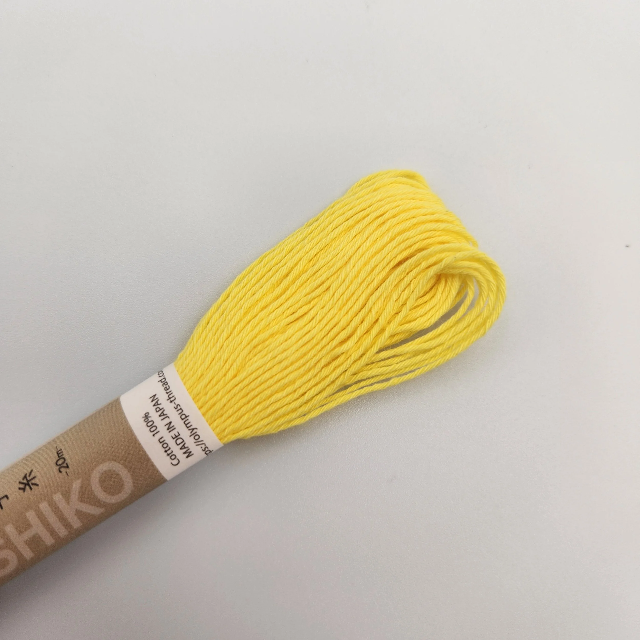 Olympus sashiko thread 20m skein, lemon yellow
