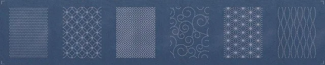 Olympus sashiko patch mending collection tsumugi MC-T5 showing all pre printed sashiko designs