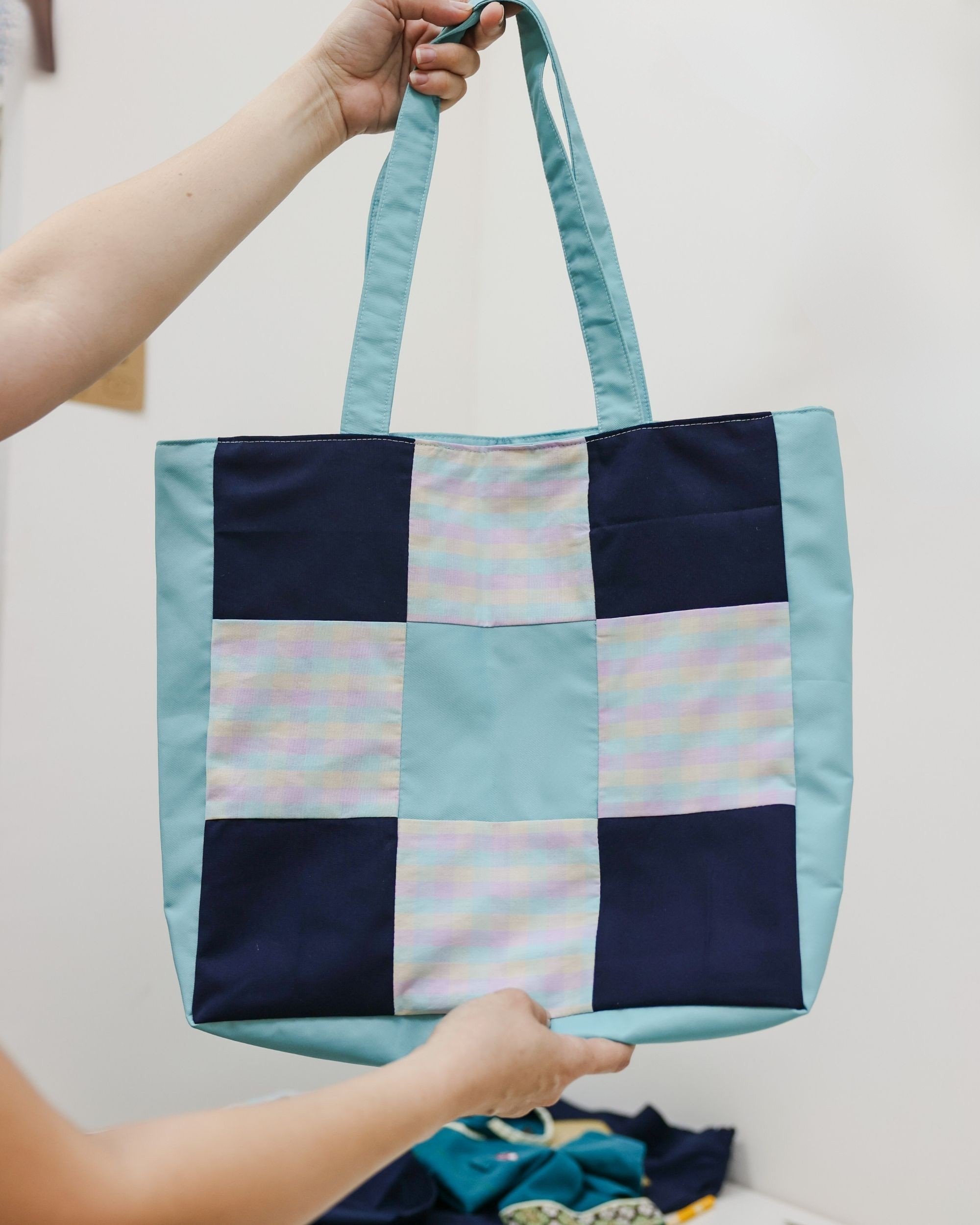 Kwong Wai Shiu Hospital Up-cycled Linen Patchwork Tote Bag