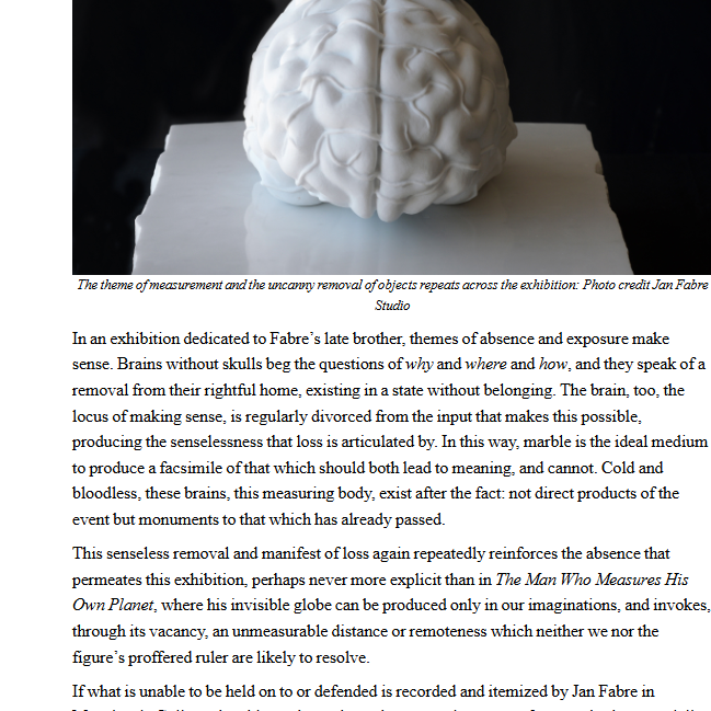 Jan Fabre’s Songs of the Canaries...  a manifest for the senselessness of loss: Whitehot Magazine