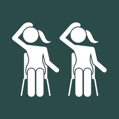 Icon of two people participating in senior-friendly yoga in Dallas, TX. Join chair yoga classes for seniors near me and experience the benefits of low-impact exercises for seniors.