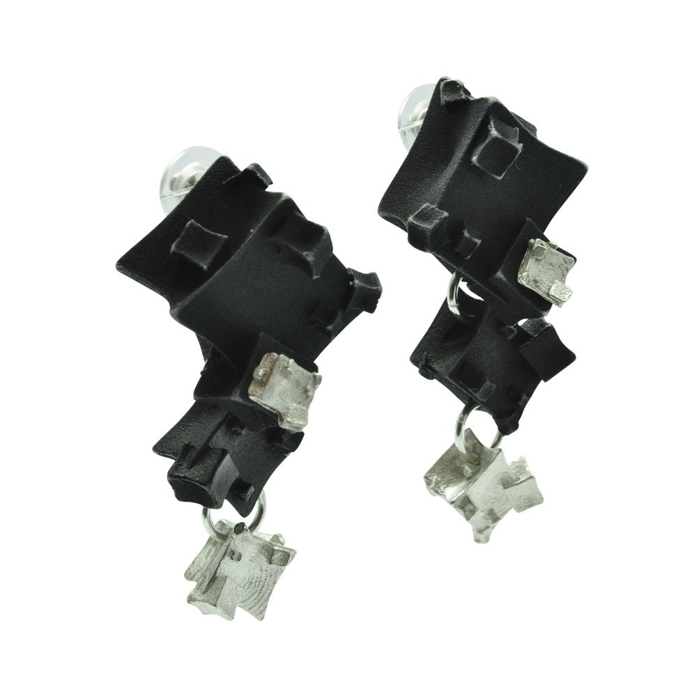 Gothic Cube Drop Stud Earrings