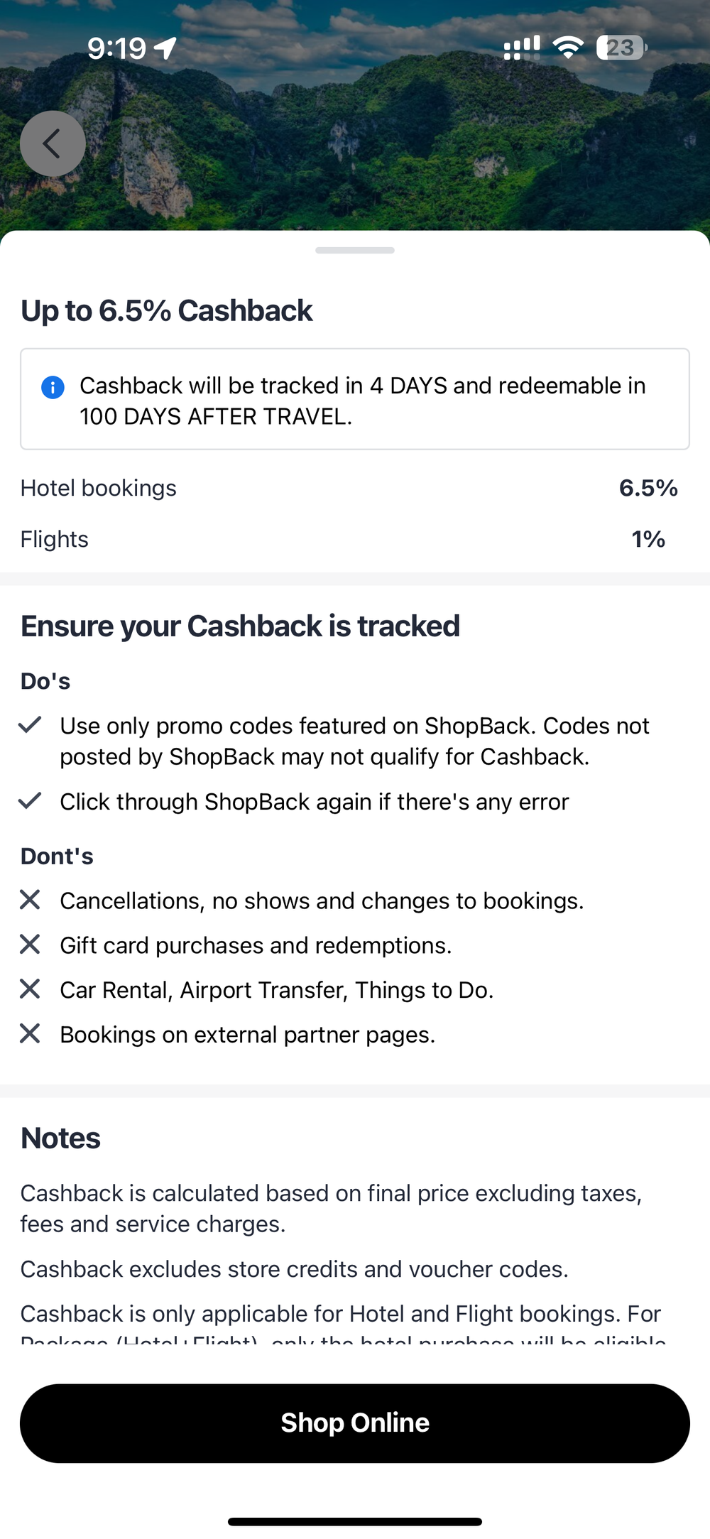 How cashback is tracked