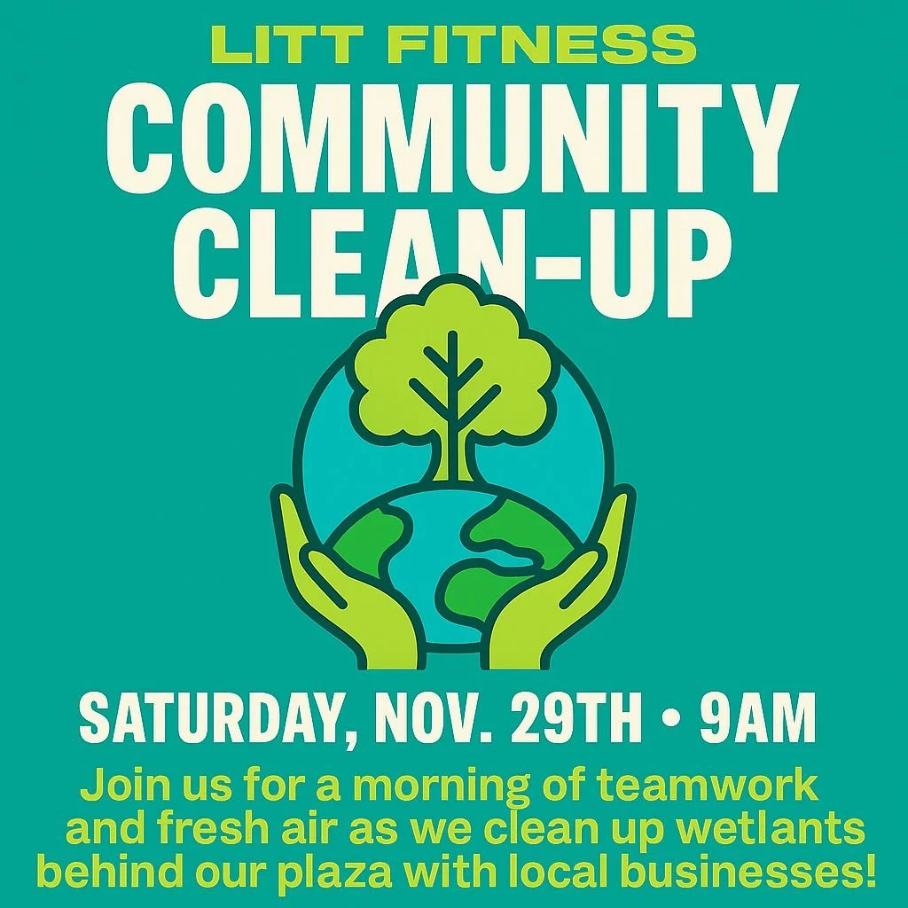 This Saturday we&rsquo;re taking the 9AM class outside! 🌿
Instead of working out in the studio, we&rsquo;re teaming up with the businesses in our plaza to clean up the wetlands behind Litt.

Come move, sweat, hang out, and do something good for our 