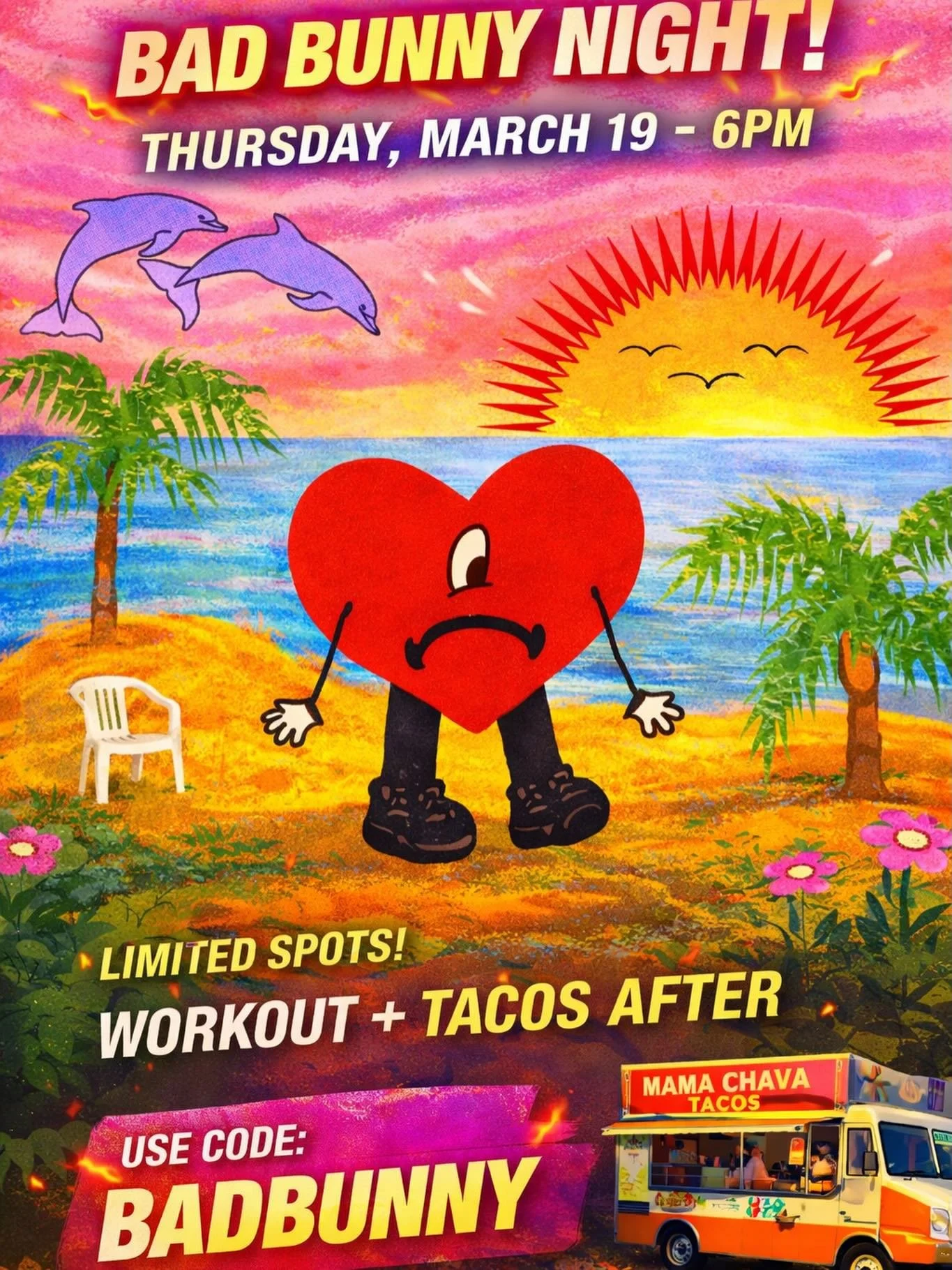 Bad Bunny night at Litt 🐰🔥

Este Thursday March 19 at 6PM we&rsquo;re turning the studio into a Bad Bunny workout party.

High energy workout.
Bad Bunny beats all class.
Tacos after. 🌮

Mama Chava Taco Truck estar&aacute; afuera when we finish.

M