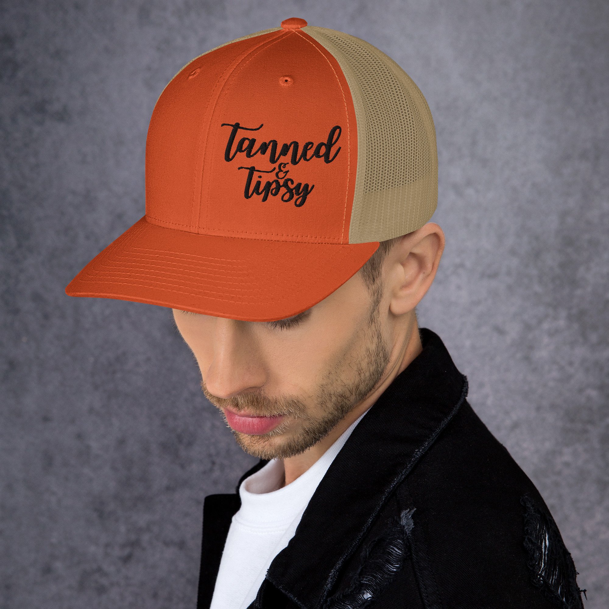 retro-trucker-hat-rustic-orange-khaki-left-6696ea279f8fe.jpg