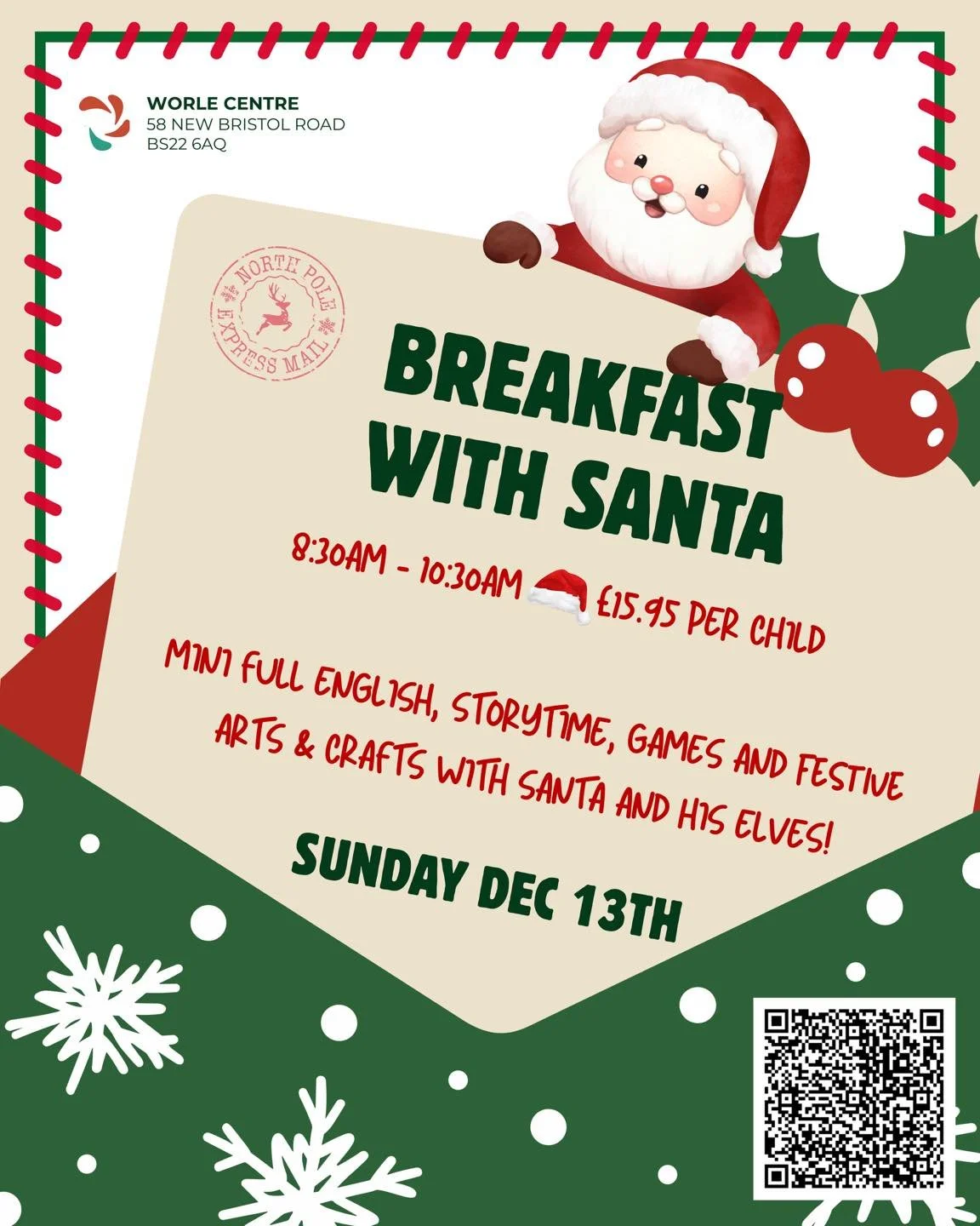 🎅 We know&hellip; it might feel very early to be talking about Christmas!

Join us on Sunday 13th December, 8:30am&ndash;10:30am for Breakfast with Santa.

A festive morning with a mini full English breakfast courtesy of on-site cafe The Lounge - Wo