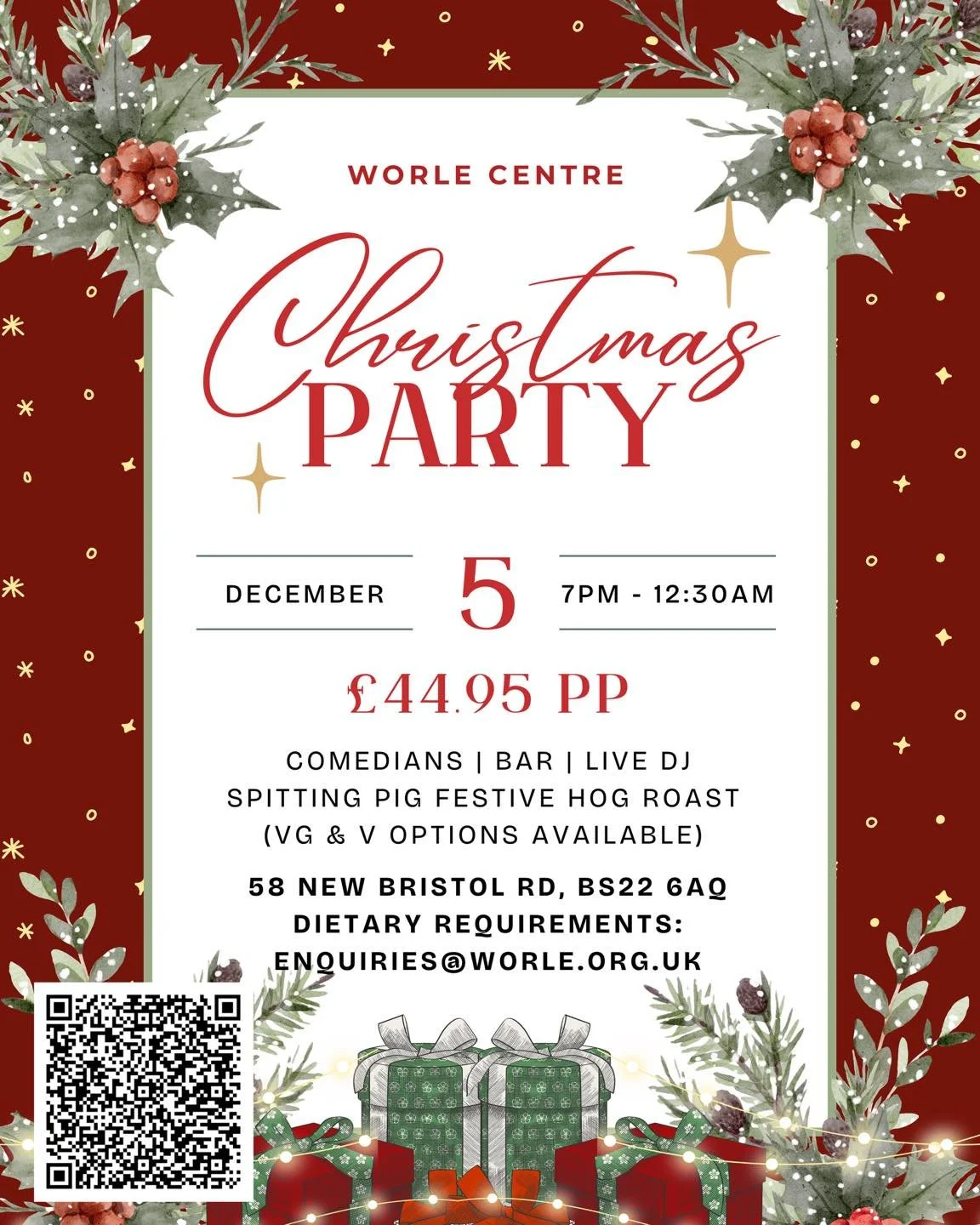 🎄✨ CHRISTMAS IS COMING TO WORLE CENTRE ✨🎄

Get ready for a festive night to remember 🎅🏼 

📆 5th December
⏰ 7PM&ndash;12:30AM

We&rsquo;re transforming our dance studio into a Christmas party venue for one night only &mdash; bringing the festive 