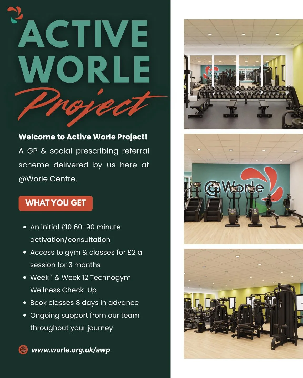 ✨ Exciting News! ✨

We are RE-LAUNCHING the Active Worle Project from the 2nd of November, with some slight adjustments to make your journey to a better you even MORE beneficial.

AWP is a GP and social prescribing referral scheme delivered right her