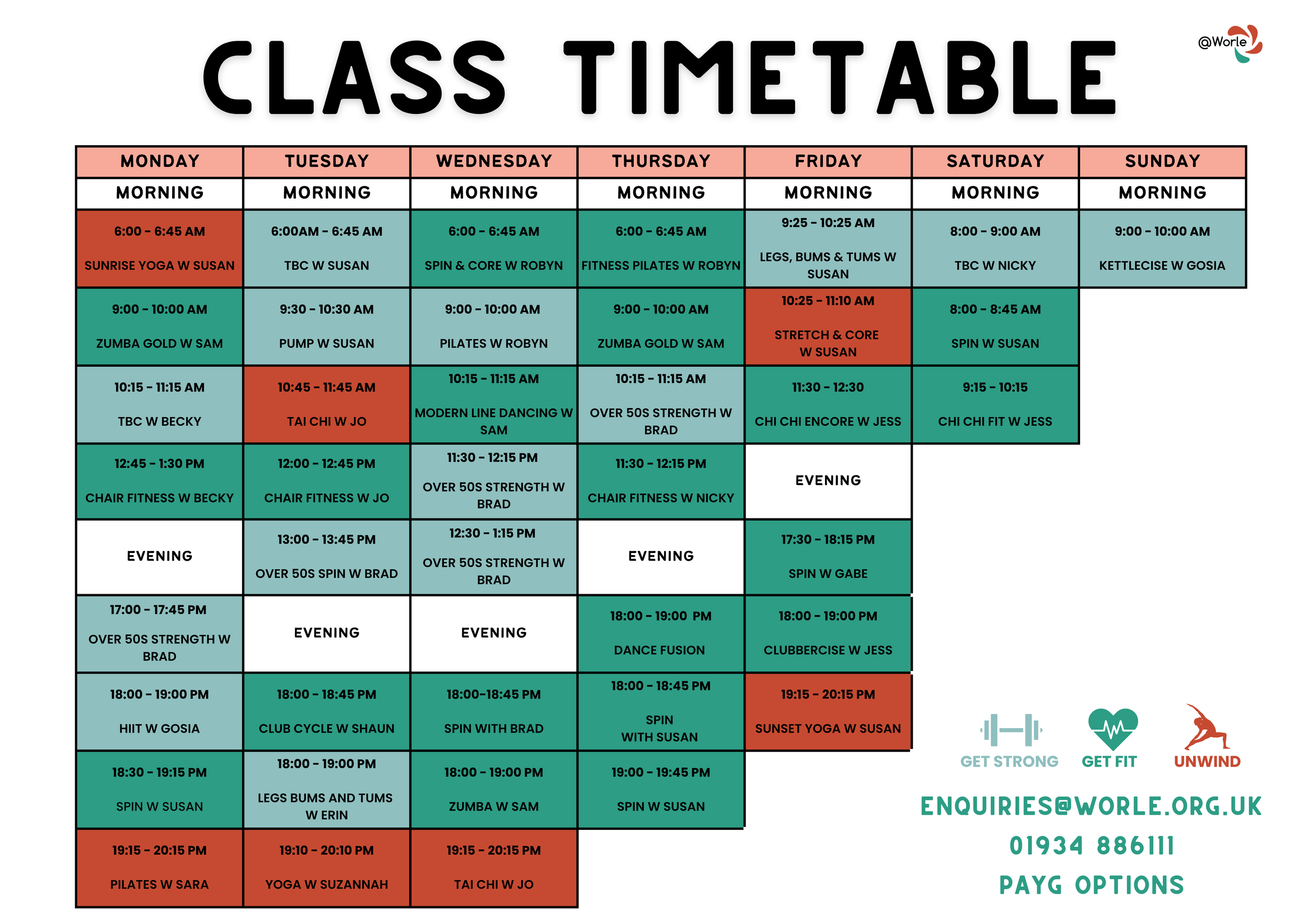 Wird Timetable Classes — @Worle Centre