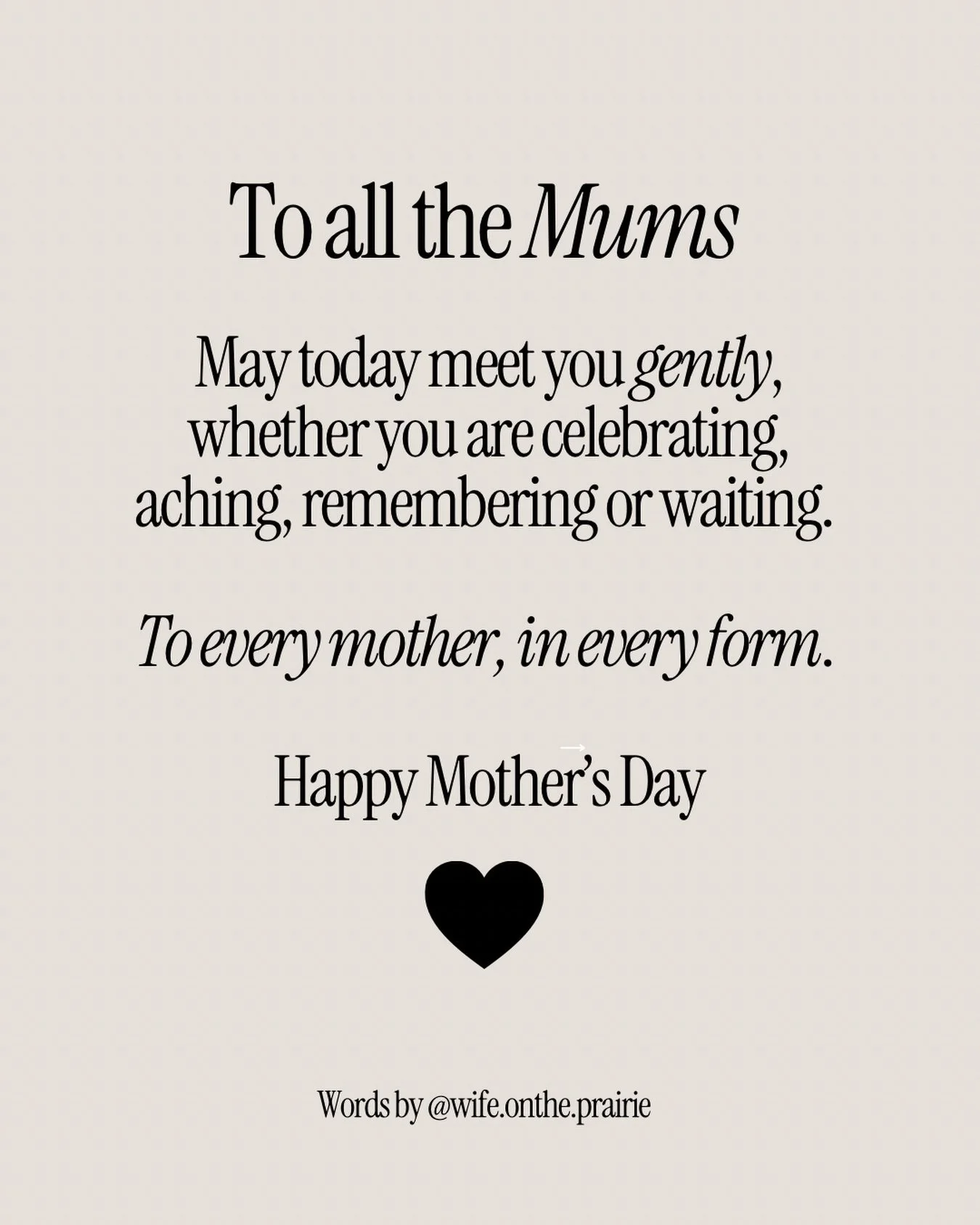 Sending love ✨ Be kind to yourself today, wherever it meets you 🌸

Thank you @wife.onthe.prairie for the beautiful words that spoke to me 💞

#mothersday #unconditionallove #women