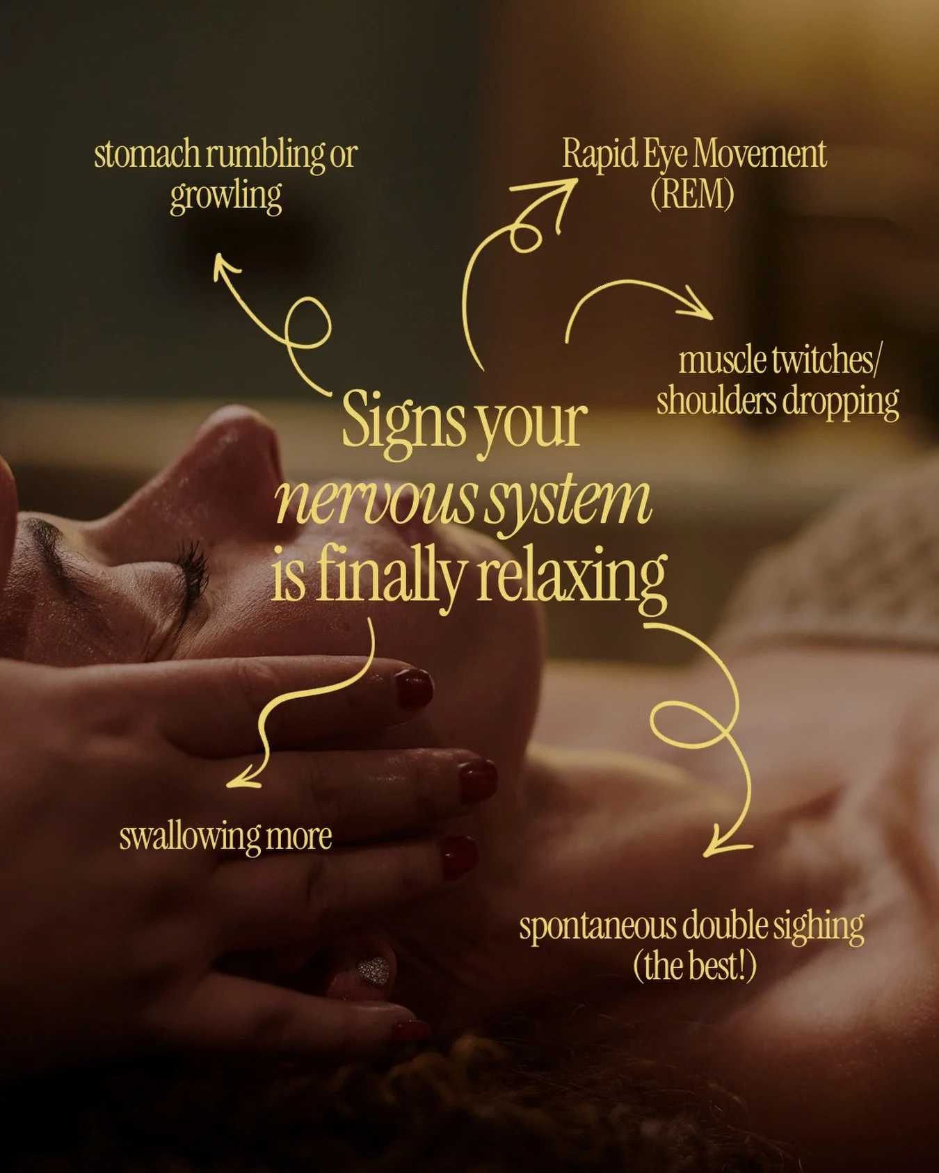 All the signs I love to see! ✨

That beautiful shift into the parasympathetic 🤎

#NervousSystemHealing #RestAndRestore #SomaticHealing #HolisticWellbeing #ChrysalisHealing