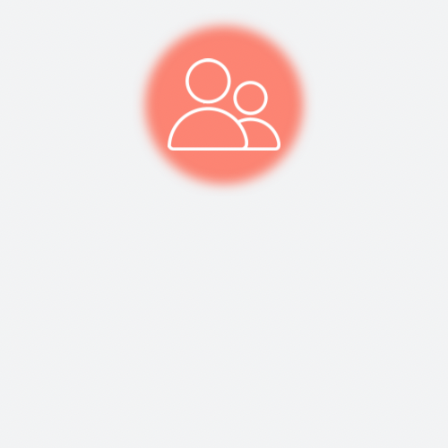 Icon of two users with a red background indicating a social or profile feature.