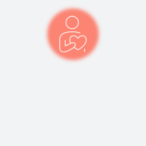 Outline of a person holding a heart with a red background