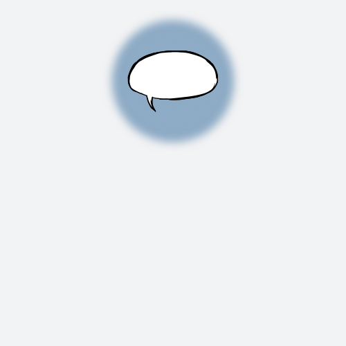 A speech bubble icon inside a blue circle with a light gray background.