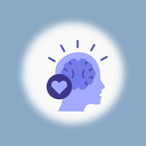 Illustration of a human head with a brain inside and a heart symbol, representing mental and emotional health.