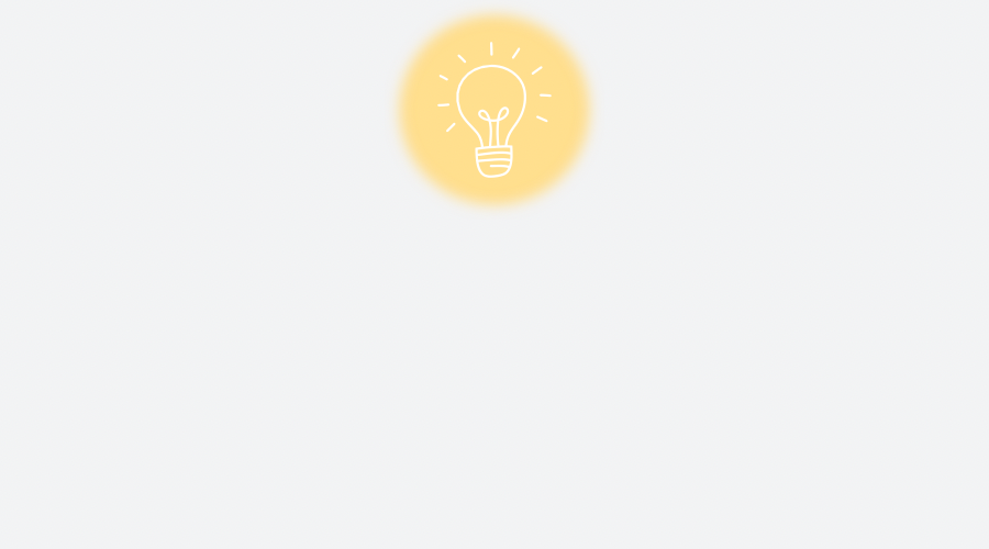 A yellow glowing lightbulb icon centered at the top of the image on a light gray background.
