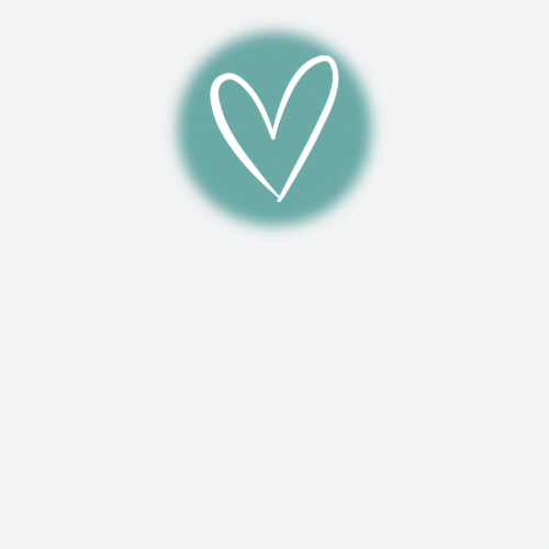 A white heart outline inside a teal circle on a light gray background.