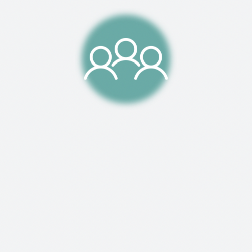 Icon of three people on a teal circular background