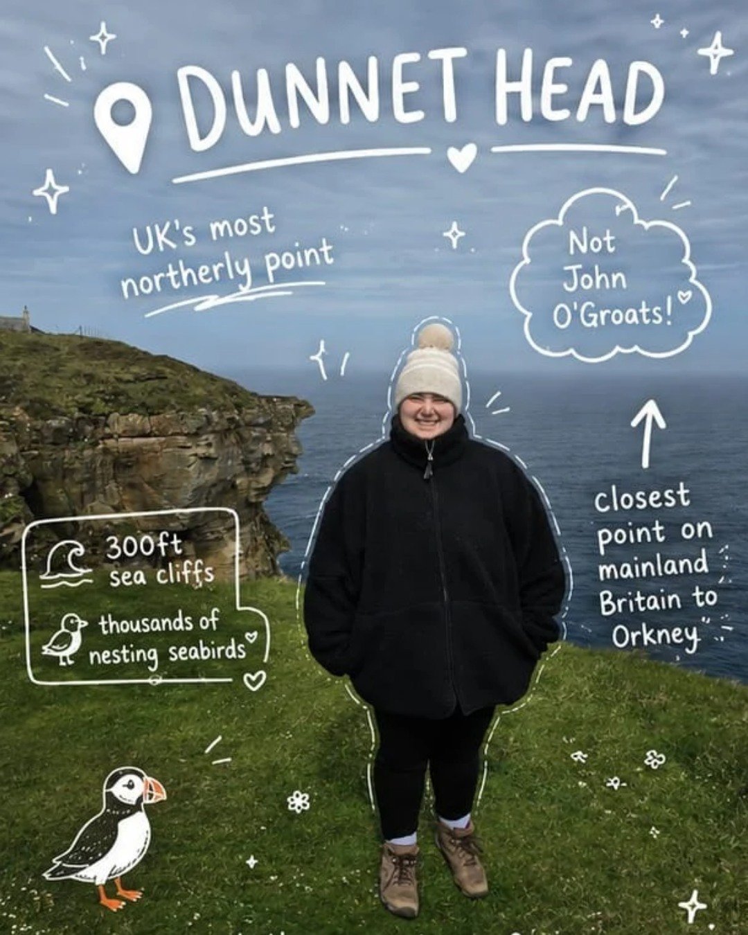Standing at the very top of mainland Britain felt a little bit magical ✨

Dunnet Head often gets overlooked because everyone heads to John O'Groats, but this spot has dramatic cliffs, endless sea views and some incredible wildlife.

If you're plannin