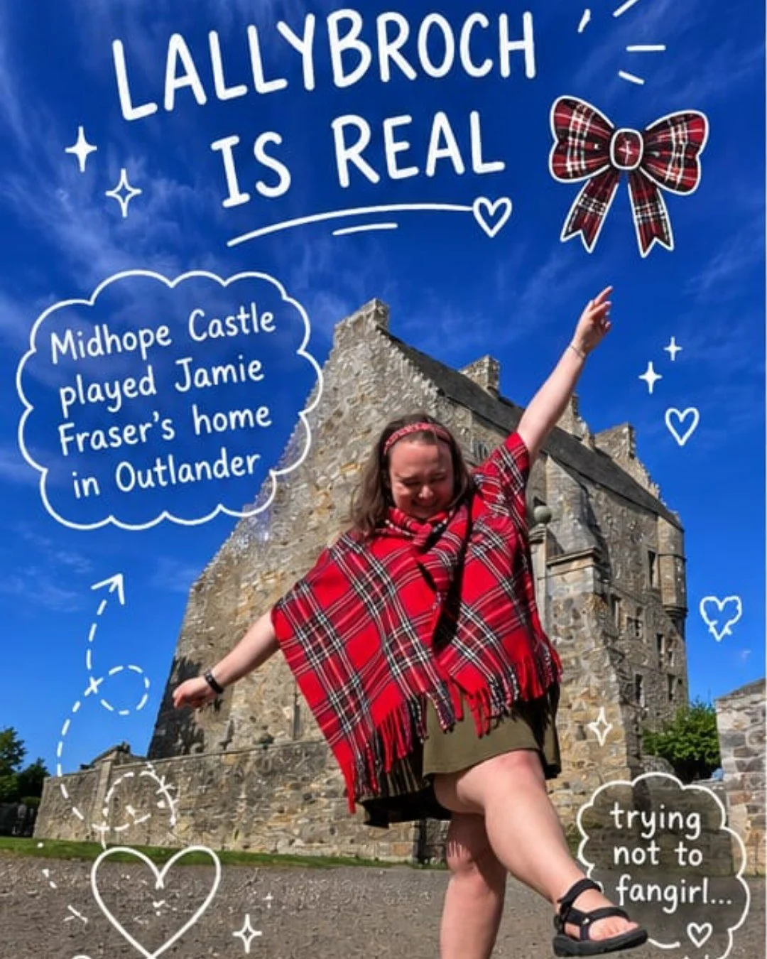 ✨ I may have accidentally travelled through the stones... ✨

Okay, maybe not actually, but visiting Midhope Castle (better known to Outlander fans as Lallybroch 🏡❤️) felt pretty close.

Walking up the tree-lined path, seeing the iconic doorway, and 