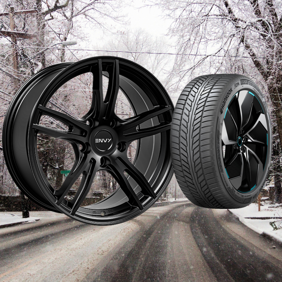Tesla Model 3 18" Winter Package - ENVY 546SB EV-5 Satin Black Rims + Hankook iON i*cept EV Tires
