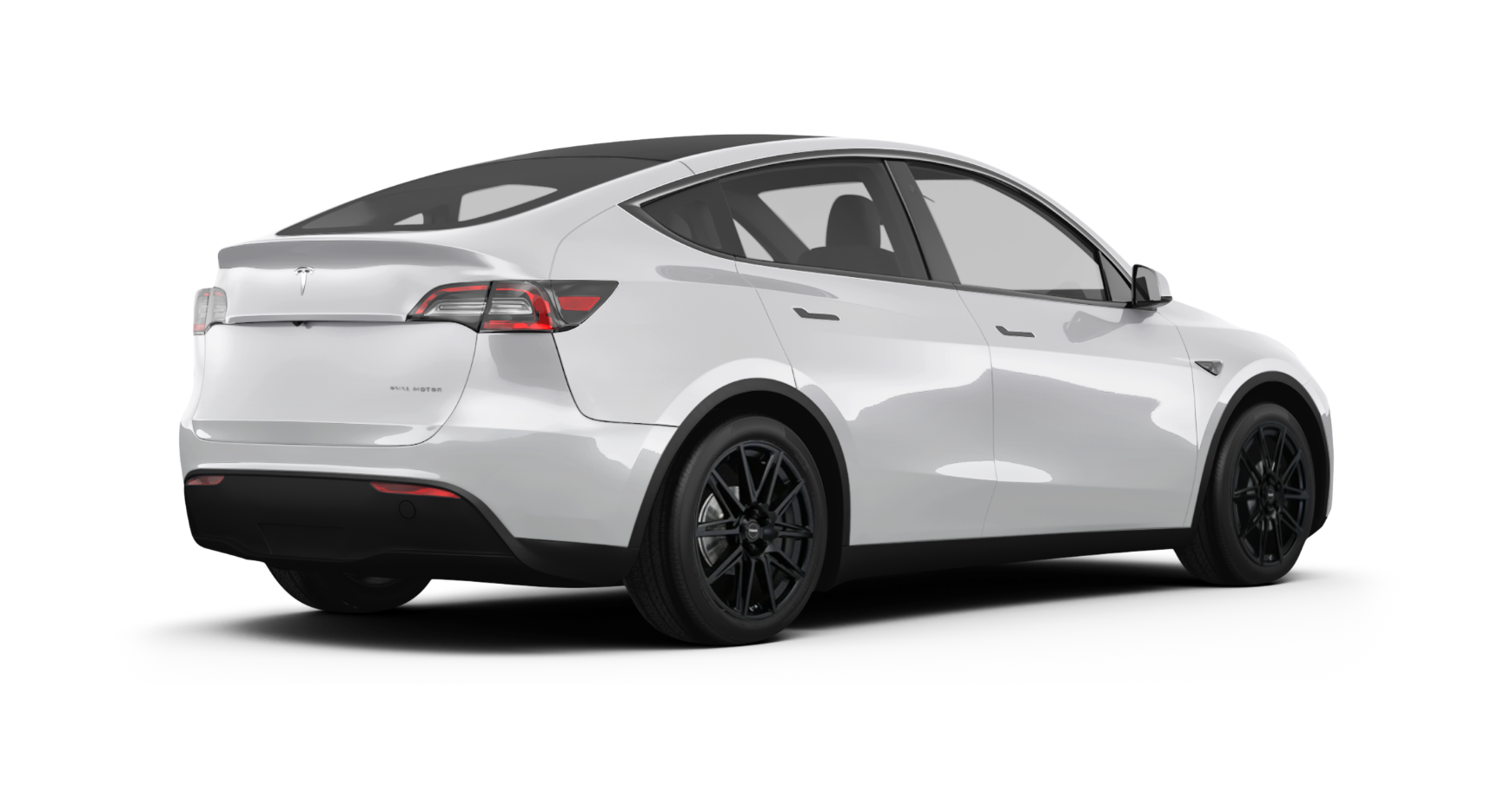 Tesla Model Y with Fast EV rims, rear view, on our visualizer.