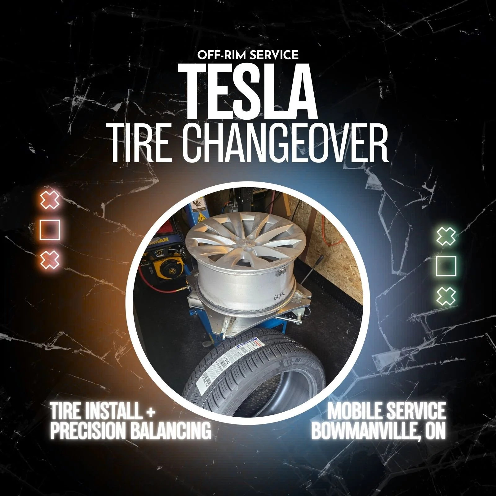 Tesla Mobile Tire Changeover in Bowmanville (Off-Rim)