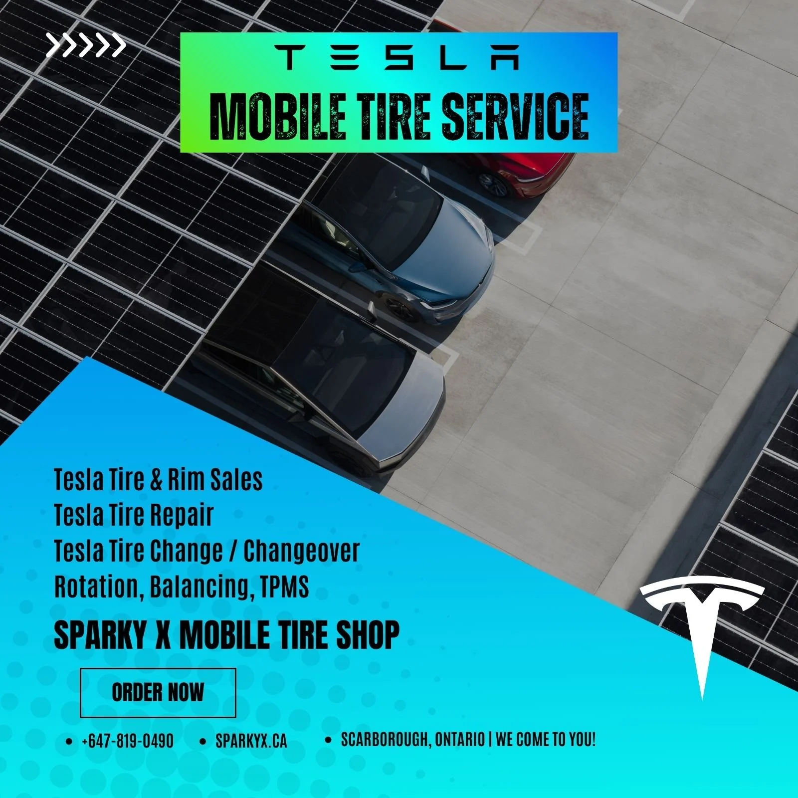 Tesla mobile tire service in Scarbrough, Ontario, by Sparky X.
