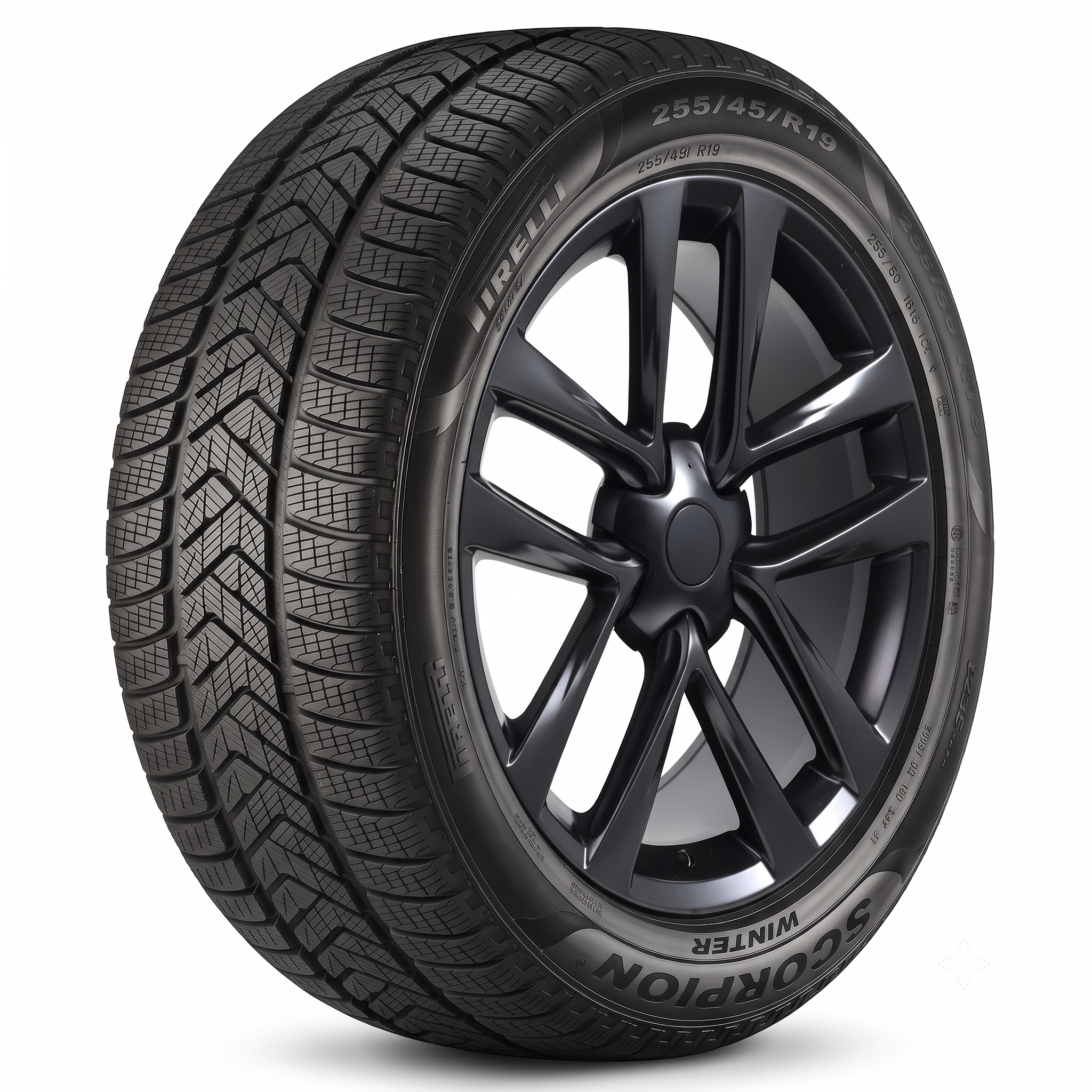 Tesla Model Y 19" Winter Package – Replika R264B Satin Black Rims + Pirelli Scorpion Winter Tires (255/45R19)