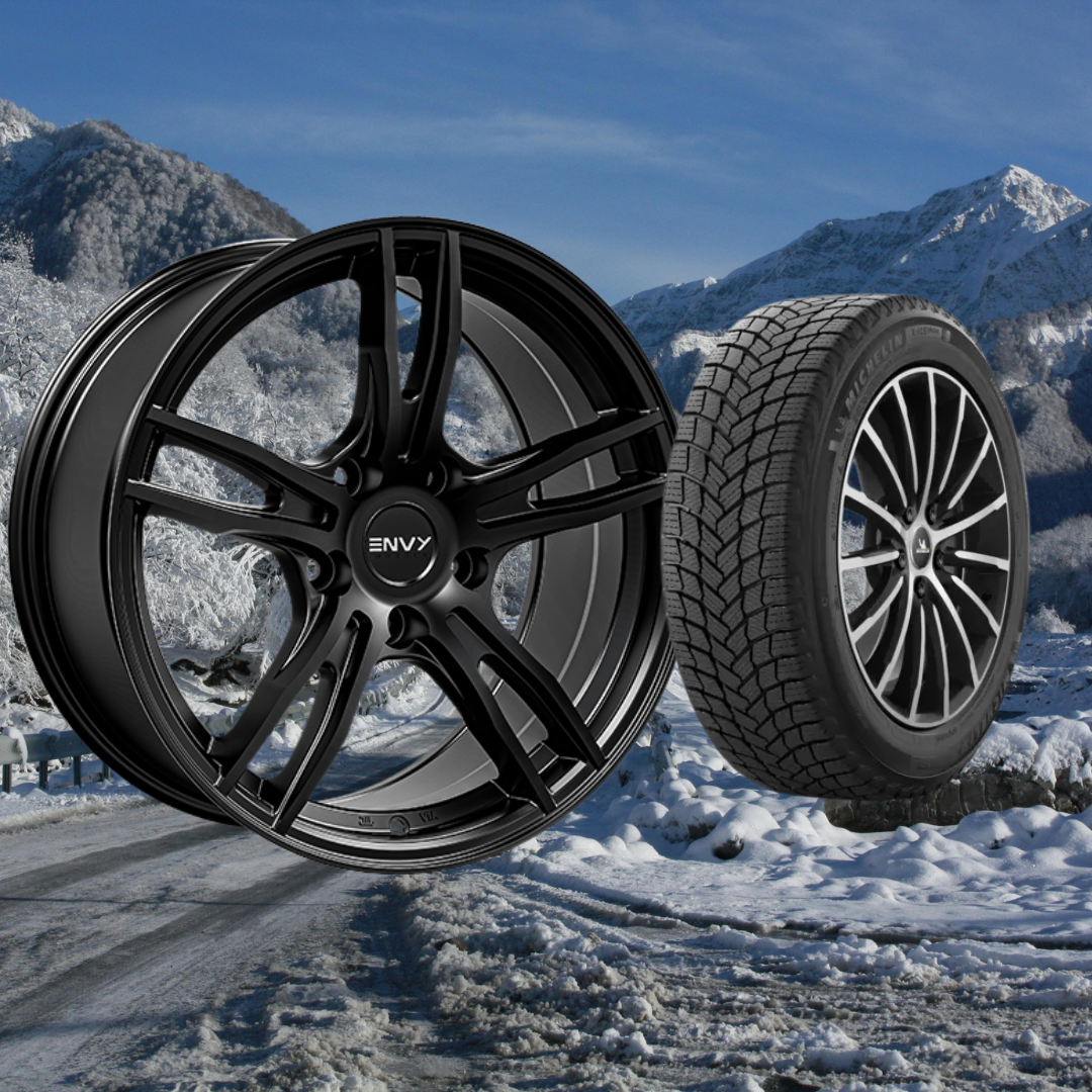 Tesla Model 3 18" Winter Package - ENVY 546SB EV-5 Satin Black Rims + Michelin X-Ice Snow Tires