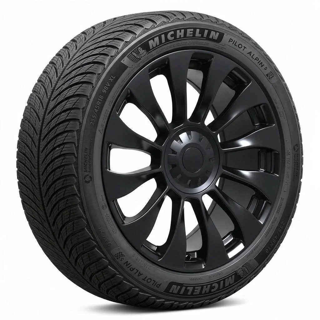 Tesla Model 3 18" Winter Package - Replika R263B Satin Black Rims + Michelin Pilot Alpin 5 Tires