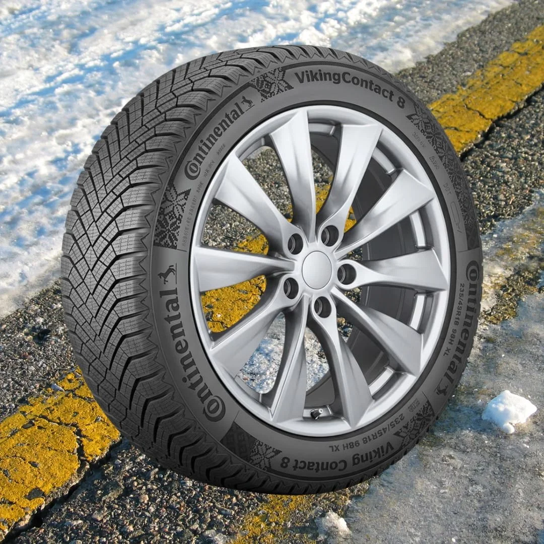 Tesla Model 3 18" Winter Package - Replika R241B Gloss Silver Rims + Continental VikingContact 8 Tires